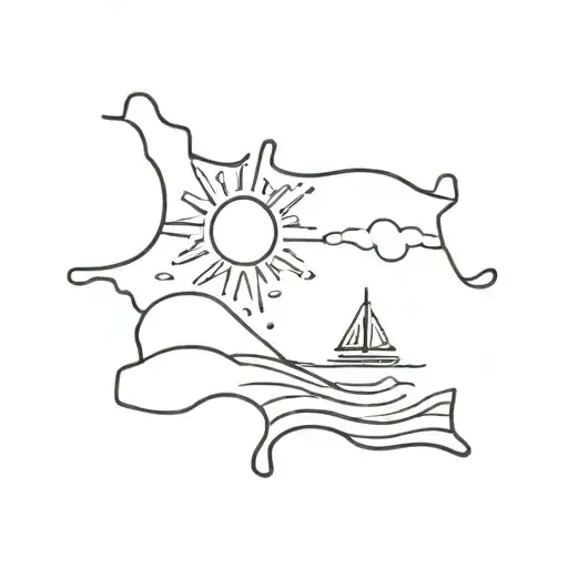 A Puzzle Piece With A Sun And Beach Scene Inside