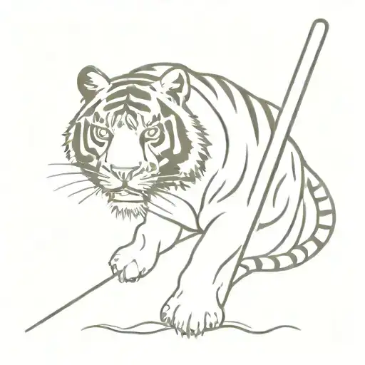 Tiger Holding Sword