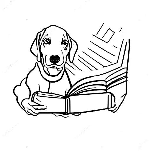 A Doberman With Floppy Ears Reading A Book