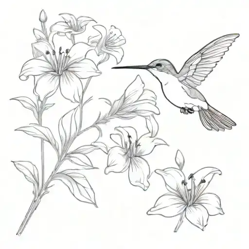 Hummingbird With A Daisy And Sweet Pea Flowers