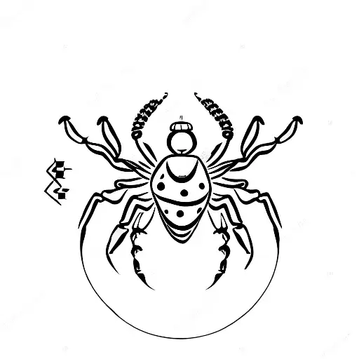 Scorpion Silhouette With Astrological Symbols