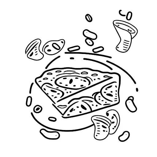 A Slice Of Pizza With Coffee Beans And A Book On Top