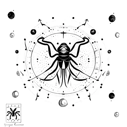 Scorpion Constellation With Moon Phases