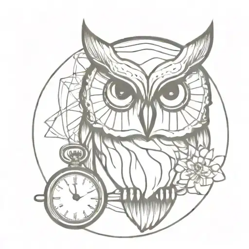Owl Face Fade Into Pocket Watch