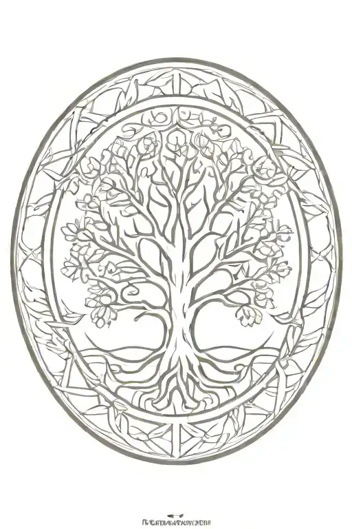 Mandala Circle Tree Of Life With Water