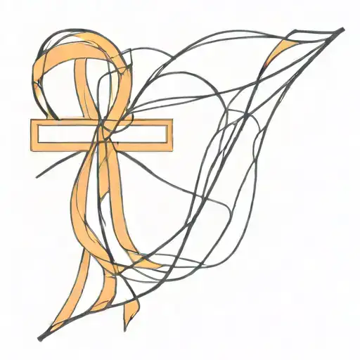Orange Ribbon And Black Cross Made