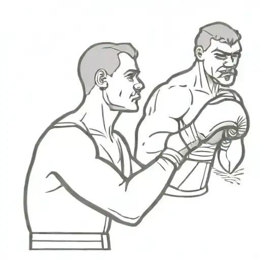 Old-school Style Tattoo Featuring Boxer With Gloves Positioned As If He Was Holding A Baby