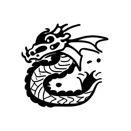 Cute Dragon Eating A Sushi Roll
