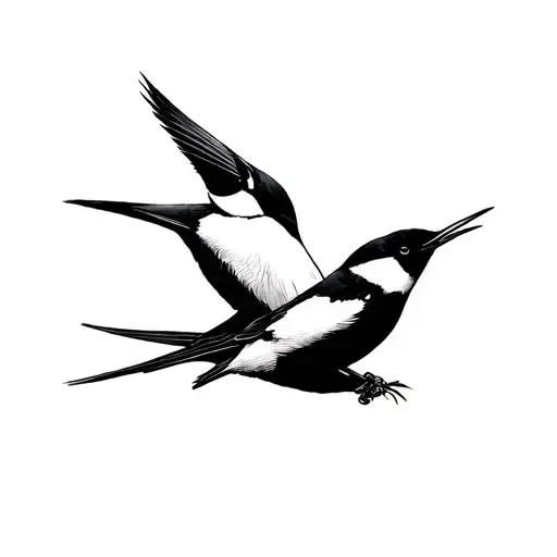 Two Magpies Rough Sketch Black