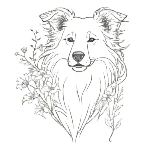 Wildflower Garden With The Outline Of A Scotch Collie In It