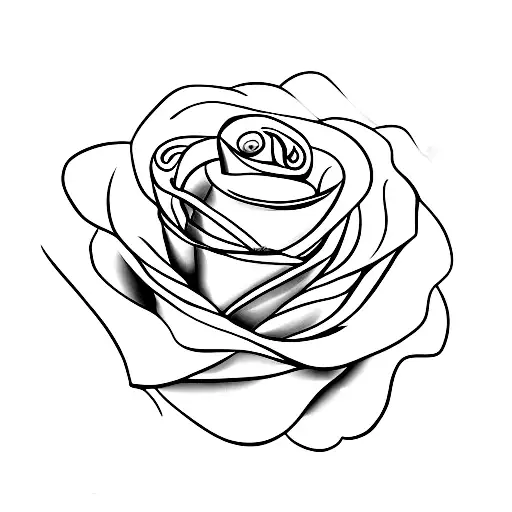 A Minimalist Tattoo Of A Rose Blooming With Crystals Embedded In Its Petals