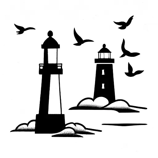 Lighthouse With Birds