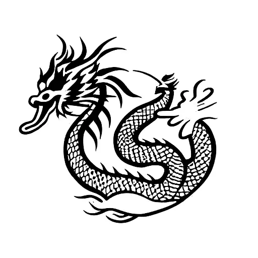 Chinese Dragon With Singing Swan