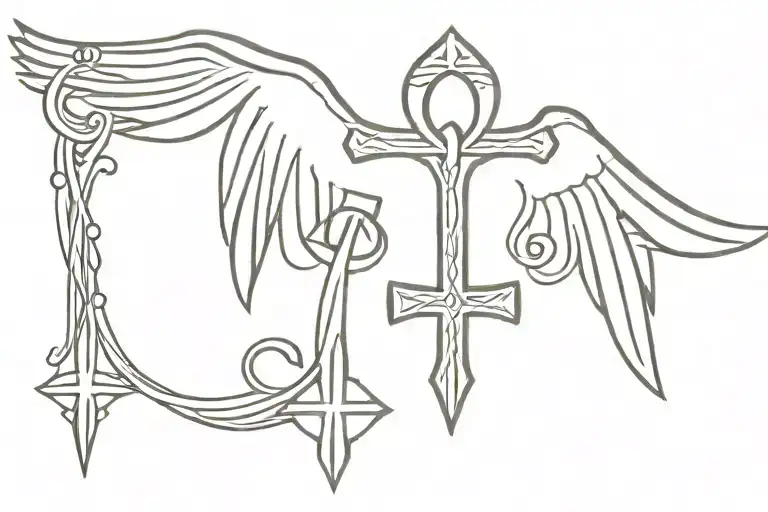 Ankh Cross With Wings Spread Wide