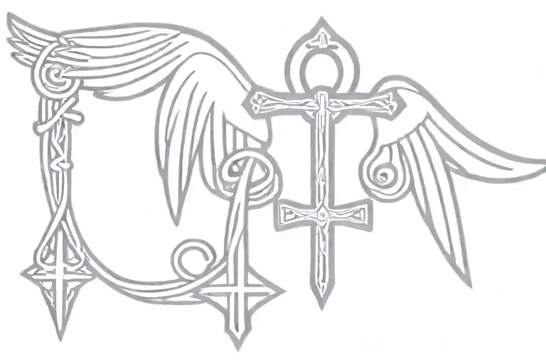 Ankh Cross With Angel Wings