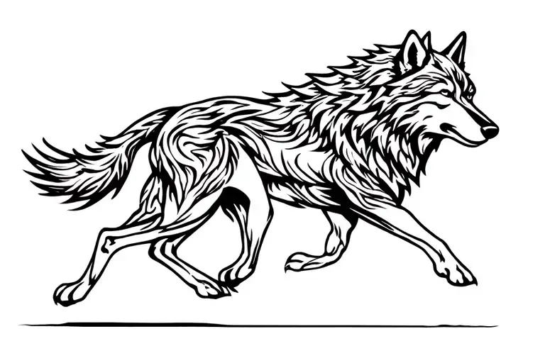 Black Silhouette Of Wolf Running