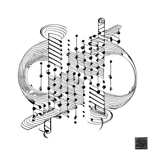 A Colorful Music Sheet With Escher-inspired Patterns
