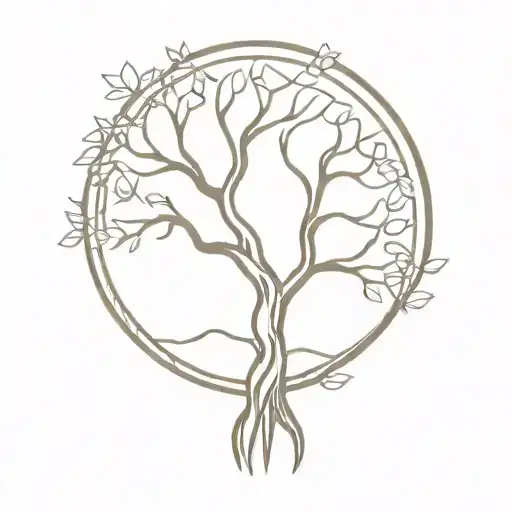 Negative Space Outlined Tatoo Tree Of Life Intertwined