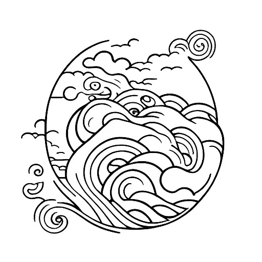 Ocean Wave With Small Boat