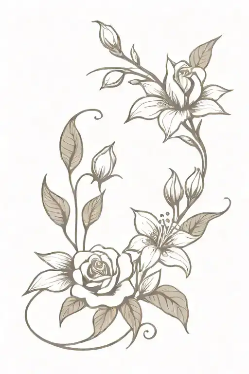 Rose And Lilly Of The Valley Intertwined