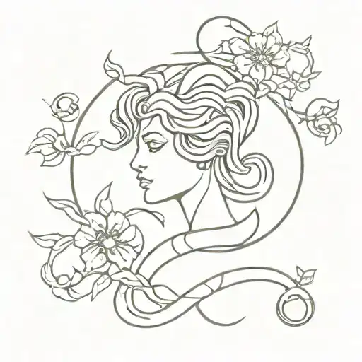 Medusa But Snakes Are Made Of Flowers