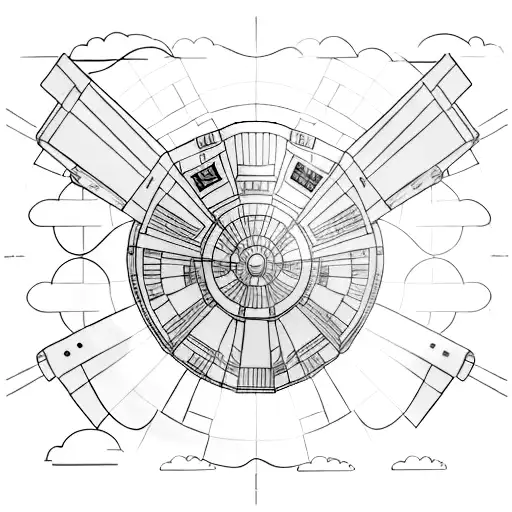 A Minimalist Tattoo Of The Millennium Falcon Soaring Through Space