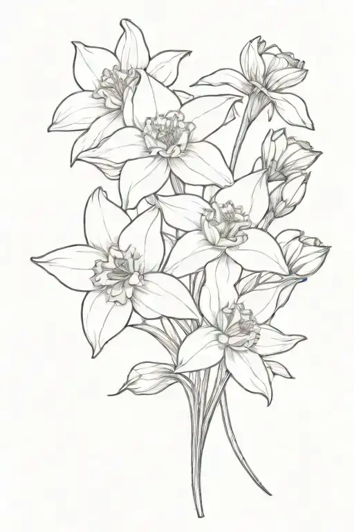 Flower Bouquet Tied Daffodil Rose Delphinium Aster Narcissus