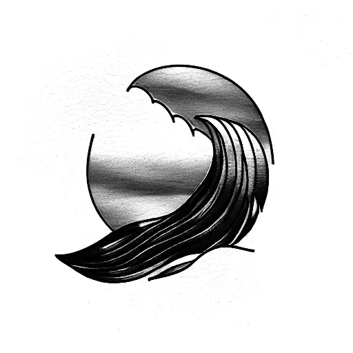 Red Orang And Lilac Sunset With Waves