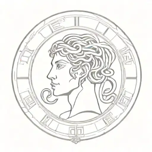 Medusa Greek God Clock Geometric