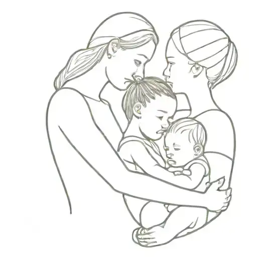 2 Women One Baby Girl Wearing