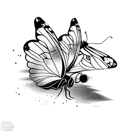 A Beautiful Butterfly Flying Over A Serene Beach At Sunset