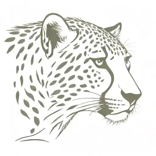 Cheetah Silhoute Elegant Tattoo Fine Line