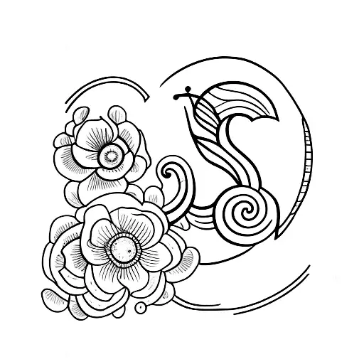 Moon With A Phrase And Flowers