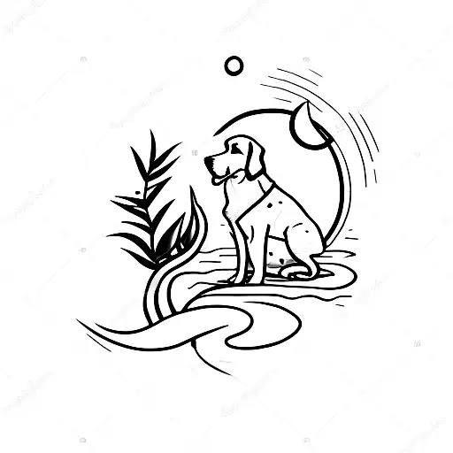 Dog And Moon Very Simple