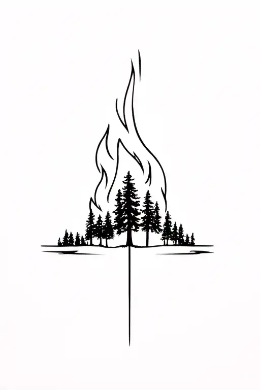 Sequoias With Fire Rising