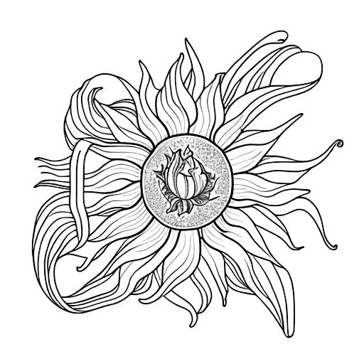Tiger Lily Sunflower On Side Of Heart