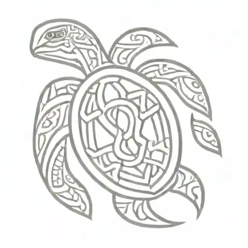 Polynesian Turtle With A Trisquel Celtic Designs