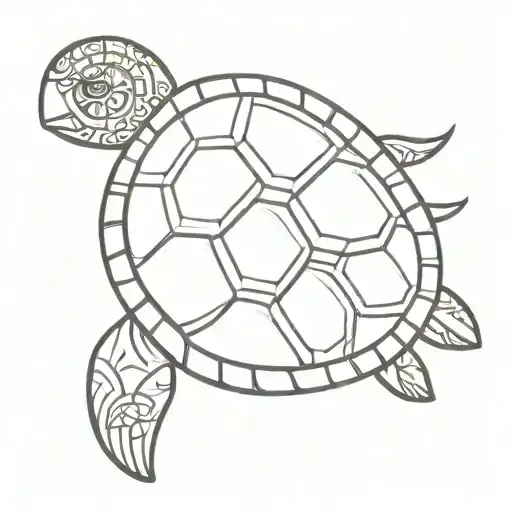 Polynesian Turtle With A Trisquel In Its Shell