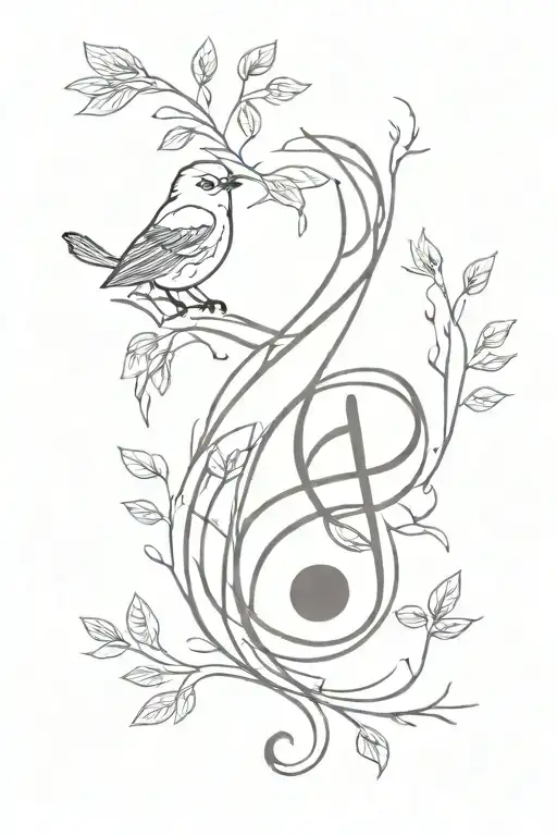 Treble Clef Forest Birds