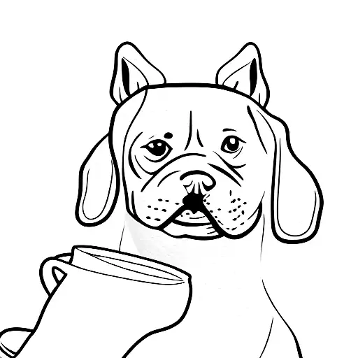 A Minimalist Tattoo Of A Dog With A Coffee Mug As Its Body