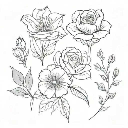 Birth Flower Bouquet Feb Jun Jul Dec