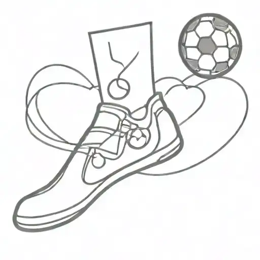 Soccer Boot And Ball With Heart Beat Line