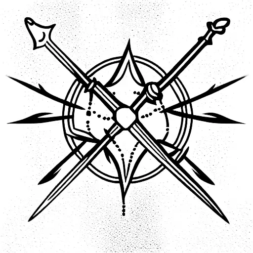 Sword With Rosary Beads Around