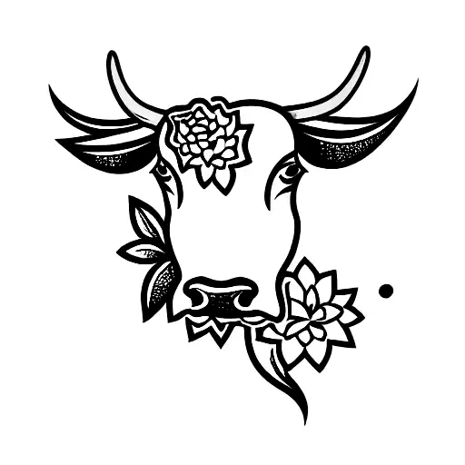 Cool Taurus Bull With Tulips Flowers