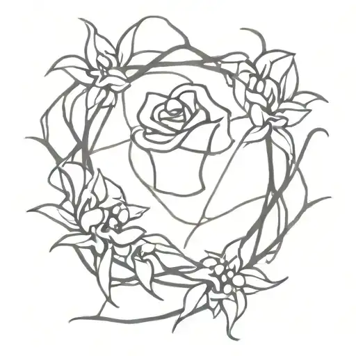 Crown Of Thorns Flower Intertwined