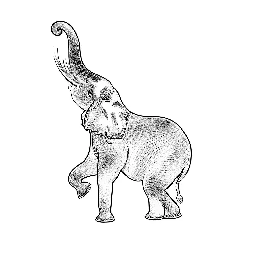 An Elephant With Flowers Going Up And Down