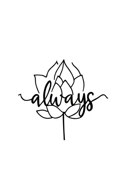 The Word Always Sideways With Lotus Flower At The End