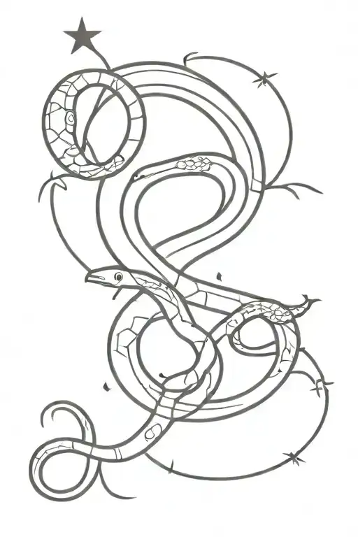 Snake And Moon Surrounded