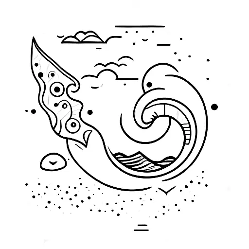 A Crescent Moon Shining Over A Calm Sea