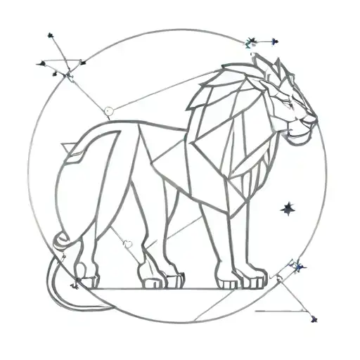 Geometric Lion And Aquarius Constellation